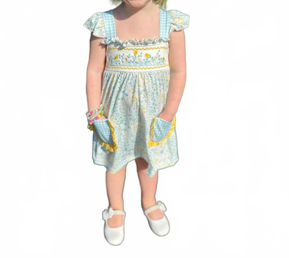 NEW MELINA & ME kid's floral garden dress in blue